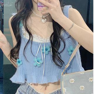 Floral Ruffled Knit Camisole Top