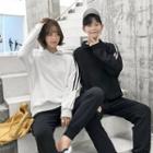 Couple Matching Contrast Trim Polo Neck Pullover / Sweatpants