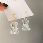 Bear Resin Dangle Earring 1 Pair - S925 Silver - Bear - Laser - Transparent - One Size