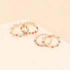 Set Of 4: Beaded Ring 1 Pc - Gold - One Size