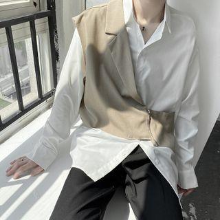 Mock Two Piece Button-up Oversize Shirt