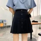 High-waist Single-breasted A-line Skirt