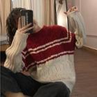 Two-tone Sweater Red - One Size