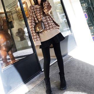 Set: Houndstooth Sweater + Mini A-line Skirt