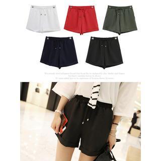 Drawstring-waist Cuff-hem Shorts