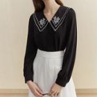 Collared Pintuck Blouse