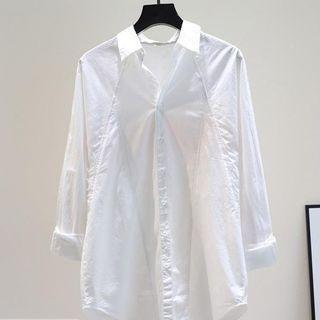 Two-tone Panel Shirt White - One Size
