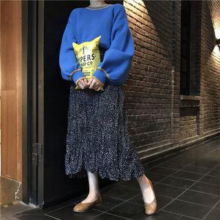 Color-block Loose-fit Sweater / Dot Skirt