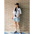 Fray-hem Wide-leg Denim Shorts