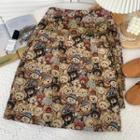 Bear-print High-waist Mini Skirt