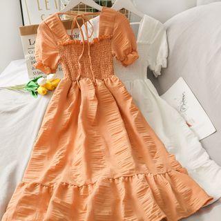 Square-neck Smocked A-line Dress