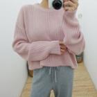 Plus Size Colored Rib-knit Sweater