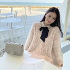 Bow-accent Long-sleeve Blouse / Cardigan