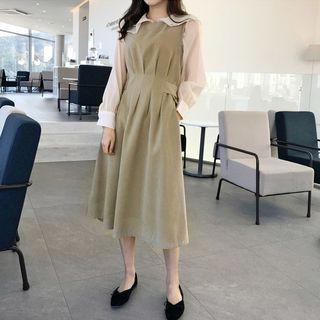 Sleeveless Pintuck-trim Long Dress