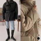 High-neck Quilting Jacket With Sash