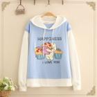 Color Block Bear Print Oversized Hoodie