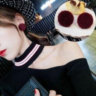 Chenille Ball Earring As Shown In Figure - One Size