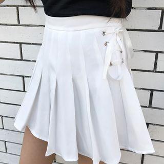 Tie-up Pleated Skirt
