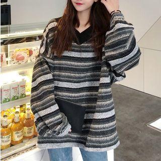 V-neck Striped Sweatshirt