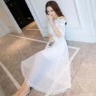 Short-sleeve Off Shoulder Chiffon Maxi Dress