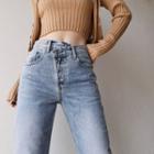 High Waist Cargo Straight-cut Jeans