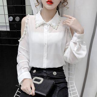 Cold-shoulder Plain Blouse