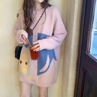 Color Block Cardigan Pink - One Size