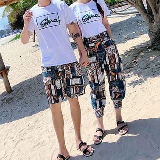 Couple Matching Printed Shorts / Cropped Pants / Short-sleeve T-shirt / Set