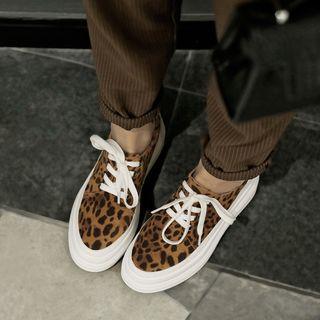 Leopard Genuine Leather Platform Sneakers