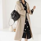 Lapelless Double-breasted Long Coat