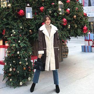 Faux-shearling Coat Brown - One Size