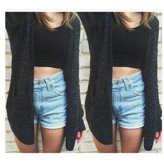 Pocketed Open-front Cardigan