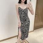 Chain Strap Leopard Print A-line Dress