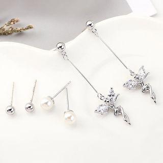 Set: Faux Pearl / Rhinestone Earring (assorted Designs) 140460 - Set - As Shown In Figure - One Size