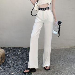Set: One-shoulder Tube Top + High Waist Wide Leg Pants