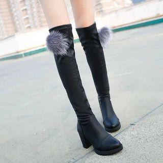 Pom Pom High Heel Over-the-knee Boots