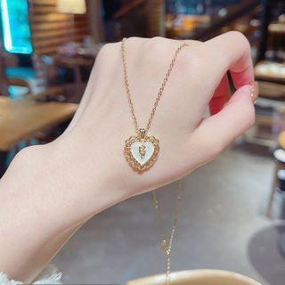 Heart Pendant Necklace X422 - Gold - One Size
