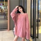 Cable-knit Oversize Sweater Sweater - Pink - One Size