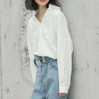 Open Placket Blouse White - One Size