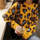 Drop-shoulder Leopard Print Sweater