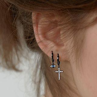Non-matching 925 Sterling Silver Evil Eye Dangle Earring