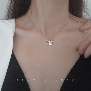925 Sterling Silver Butterfly Pendant Necklace 925 Silver - Necklace - Butterfly - Cut-out - One Size