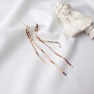 925 Sterling Silver Disc Fringed Earring