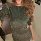 Elbow-sleeve Cutout Sheath Dress