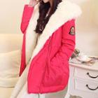 Faux Fur Trim Hooded Drawstring Waist Parka