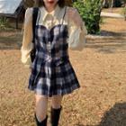 Plaid Panel Shirt / A-line Skirt