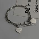 Lettering Heart Bracelet Silver - One Size