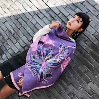 Fray Hem Flower Winter Scarf