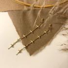 925 Sterling Cross Fringed Earring E224 - 1 Pair - Gold - One Size