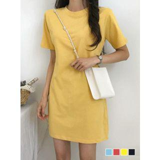 Colored Tie-waist T-shirt Dress